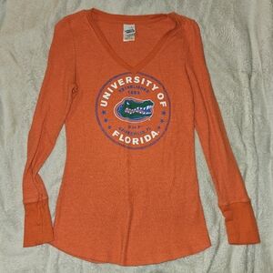 Womens Florida Gators Long Sleeve V Neck Waffle Shirt